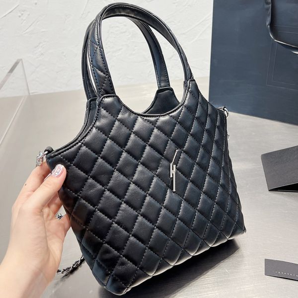

tote bag shoulder handbag women shopping bags fashion genuine leather diamond lattice thread metal letter large capacity interior zipper wvv