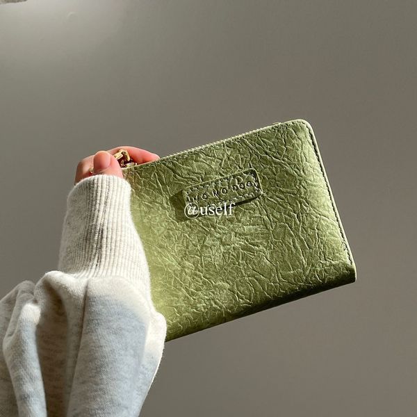 

original design high-quality coin purse craft wallet 2022 new short cold wind multi-functional card holder, Red;black