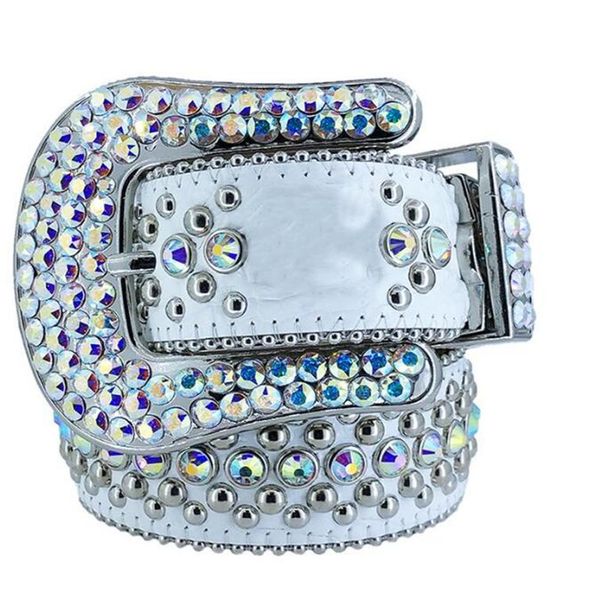 

2022 belt bb designer simon belts for men women shiny diamond belt black on black blue white multicolour with bling rhinestones as gift b3, Black;brown