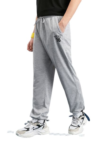 

men letter graphic drawstring waist sweatpants y0jh#, Black