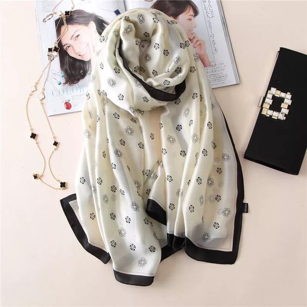 

fashion 180 90cm silk scarf print beach hijab women summer female sunscreen shawls and wraps echarpe designer bandanna, Blue;gray