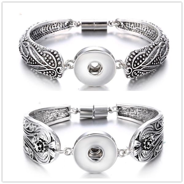 Древнее серебро 18 мм, магнитный браслет с кнопками, браслеты с кнопками, ювелирные изделия для женщин и мужчин