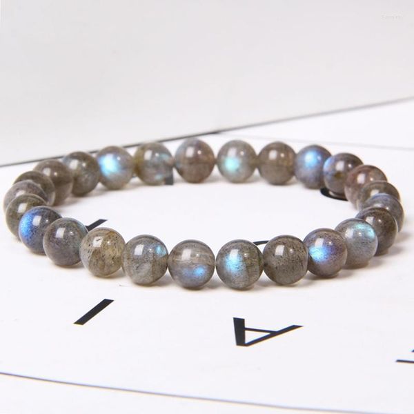 Fili di perline Pietra naturale lucida Labradorite Borda il braccialetto 8mm Bozwana Agate Fascino energetico per le donne Uomini Gioielli Yoga Regali Fawn22