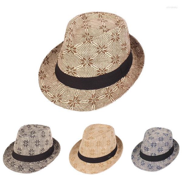 Inghilterra Retro Fedora Top Jazz Hat Uomo Donna Primavera Estate Casual Grid Cappelli Cap Classic Beach Panama Sun Wide Brim Oliv22