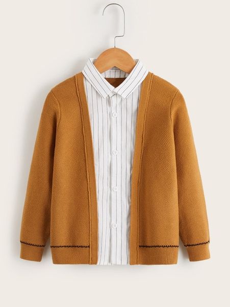 

toddler boys contrast panel striped 2 in 1 cardigan she01, Blue