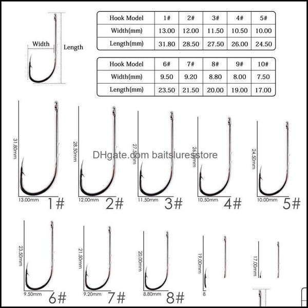 

fishing hooks sports outdoors 50pcs/box long shank 1-10 high carbon steel sharp barbed offset narrow bait for fly hook accessories drop de