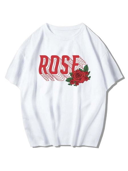 

romwe guys letter floral graphic tee e9sb#, White;black
