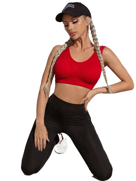 

high support solid ribbed sports bra v40e#, Gray