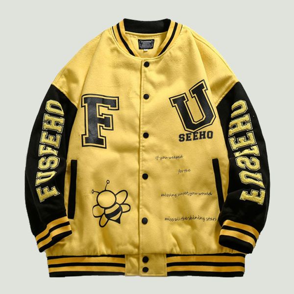 

hip hop varsity baseball bomber jackets mens towel embroidery patchwork coats streetwear harajuku casual loose jacket 220727, Black;brown