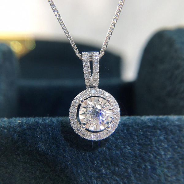 

chains 3 s crystal 5a zircon diamonds gemstones moissanite pendant necklaces for women pt950 white gold filled choker jewelry, Silver