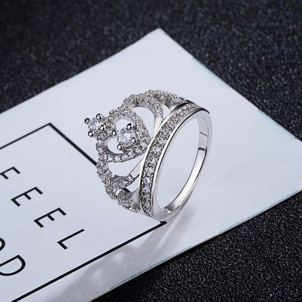 Fedi nuziali Fascino Corona Cristalli Regalo di San Valentino all'ingrosso Accessori di lusso Gioielli di fidanzamento creativi per ragazzeMatrimonio