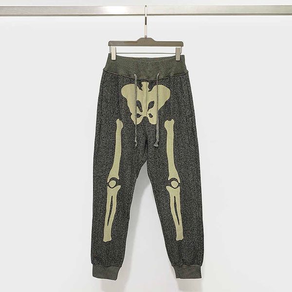

men's pants 2022 autumn and winter new japanese mmj style skull bone trend flower grey loose terry casual long pants men, Black