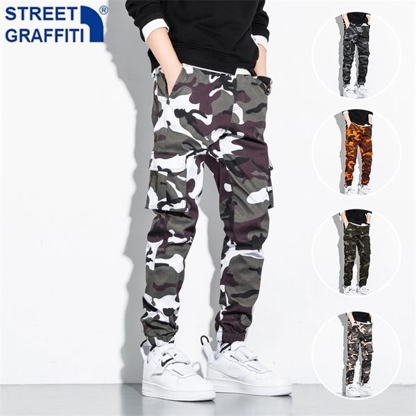 

men camouflage jogger cargo pants outdoor tactical military pant casual streetwear pockets cotton trouser big size 8xl 220325, Black