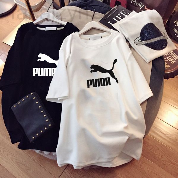 

women's t-shirt designer [standard horse]clover biao feima ro le ots fashion brand short sleeve t-shirt women's medium and long su, White