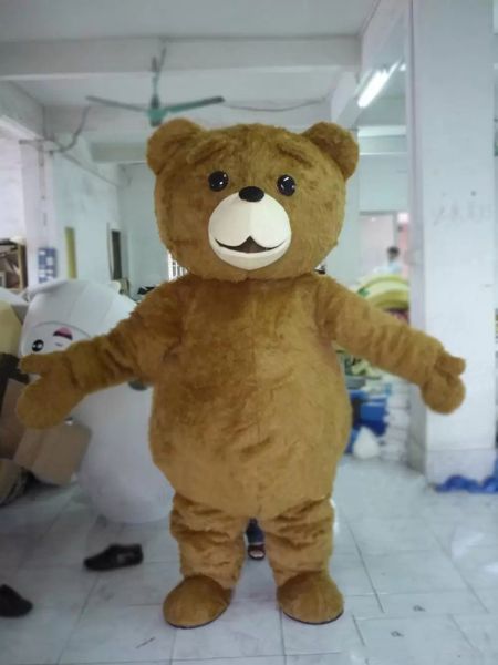 Formato adulto della mascotte calda di alta qualità Cartoon lungo peluche ted orso bruno costume della mascotte mascotte costume di halloween natale