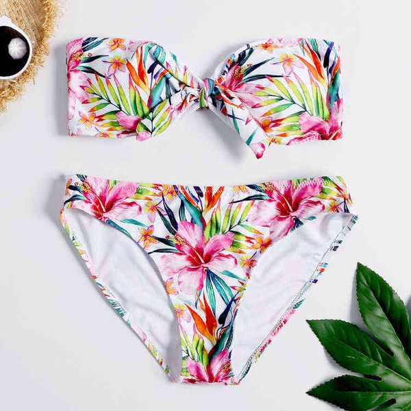 

bikini printed split swimsuit flat chest triangle women's, White;black