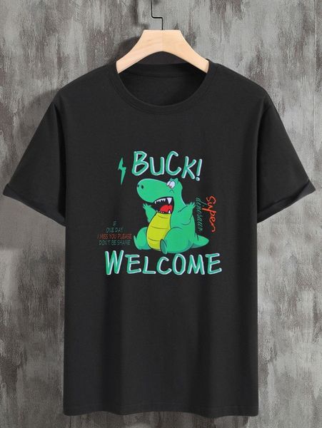 

men cartoon & slogan graphic tee 56ba#, White;black