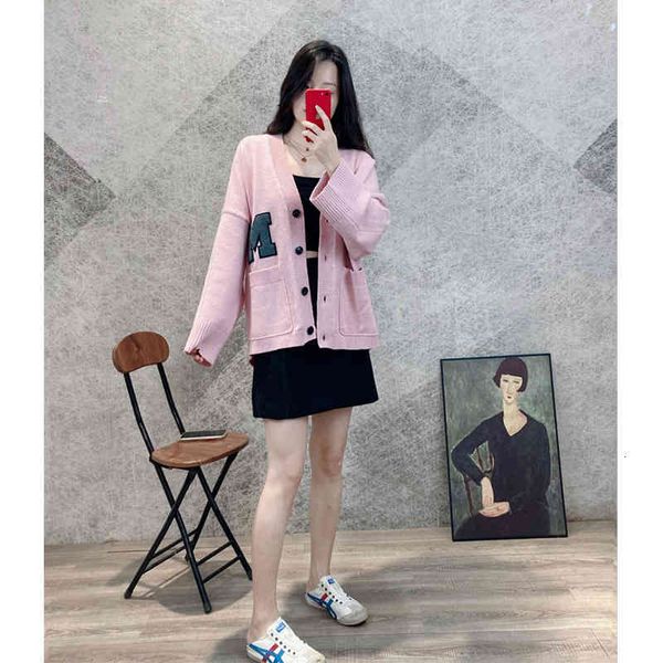 

women's sweaters  home early autumn wool sweater women's blend letter v-neck loose college style knitted cardigan coat sooj, White;black