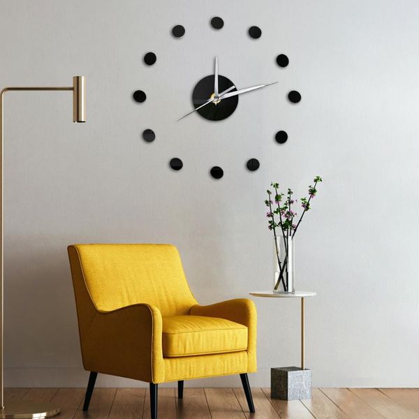 Стеновые часы маленькие точки DIY Clock Современный дизайн тихий акриловый зеркало декоративное кухня самоуправляемые наклейки Home Decorwallwallwall