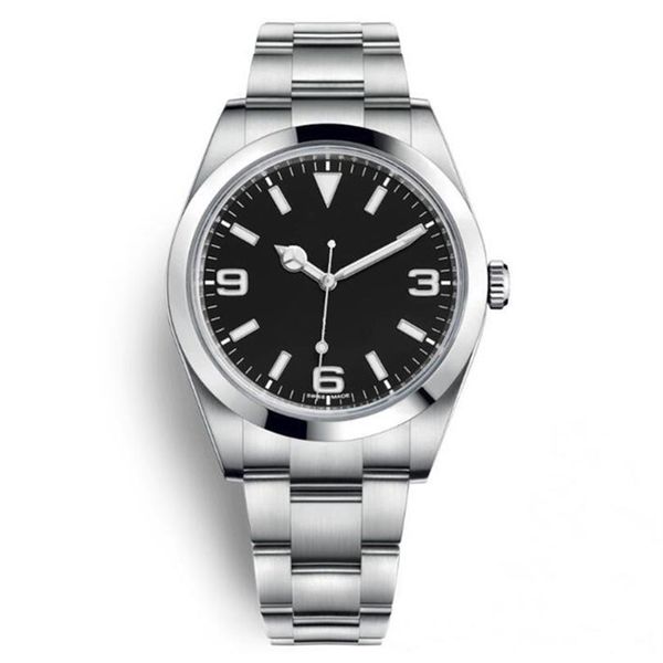 

luxury sport mens wrist watch explorer i stainless steel black arabic index 39mm 3 6 9 new lume dial oyster bracelet 214270 - bran258e, Slivery;brown