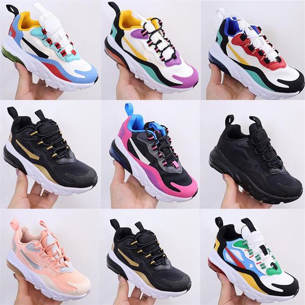 

new colors 27c react kids shoes athletic outdoor boy girls running shoes black white hyper bright violet toddler children sneakers3121