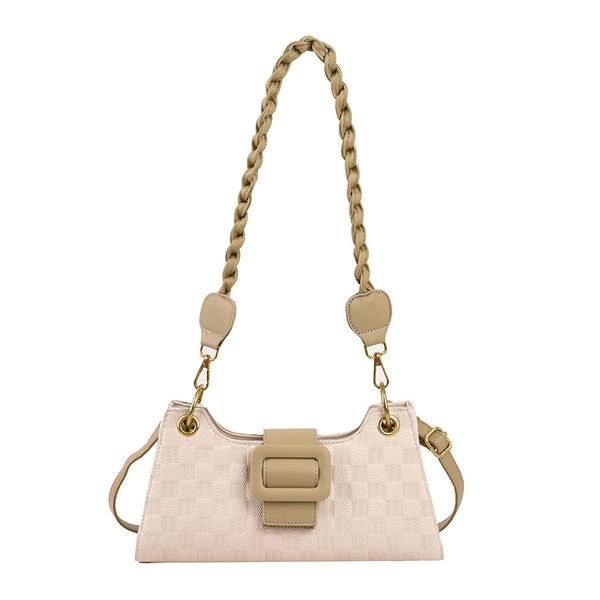

designer bag 4 colors checkerboard single shoulder messenger bag in pu leather with woven belt for fashion women