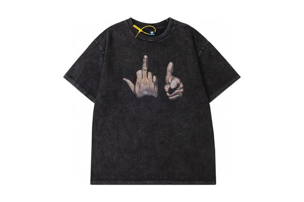 

22fw summer fashion men t shirts gesture print short sleeve clothing, White;black