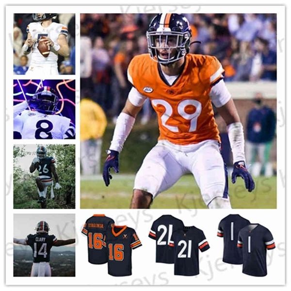 McEovirginia Cavaliers Jerseys de futebol da faculdade Mens Bryce Hall Jersey Lindell Stone Ellis Olamide Zaccheaus Terrell Chatman Brennan Armstrong