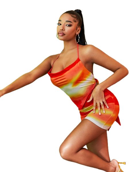 

sxy tie backless hanky hem colorblock halter g24r#, White