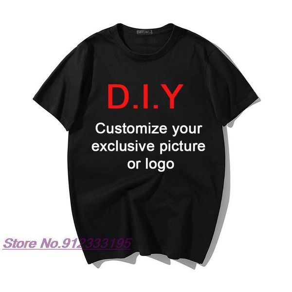 

customized print t shirt men's diy po tee t-shirt summer casual loose custom your exclusive tshirt 7 colors 220607, Black