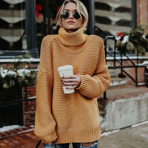 

women's clothing 2022 fashion turtleneck loose knit pullover oversized jumper ladies sweaters green sweater knitted, White