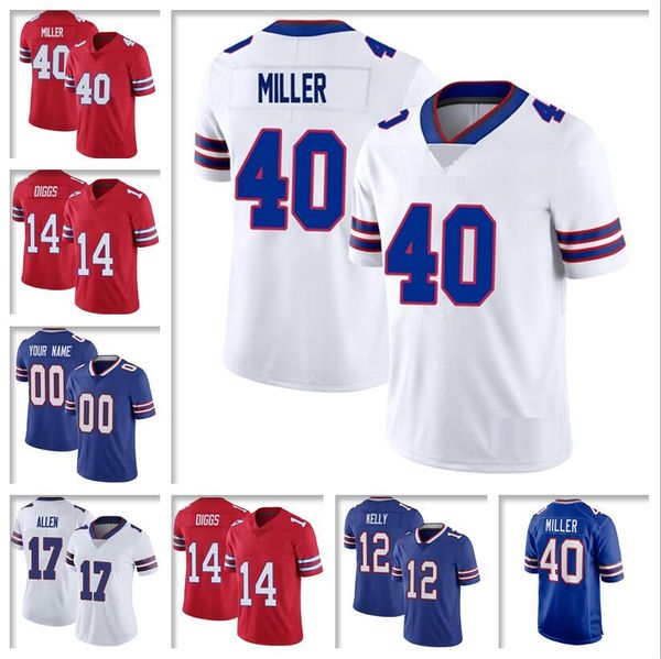 

fans stefon diggs dawson knox josh allen football jersey von miller o.j. howard micah hyde gabriel davis poyer bruce smith tre'davious, Black
