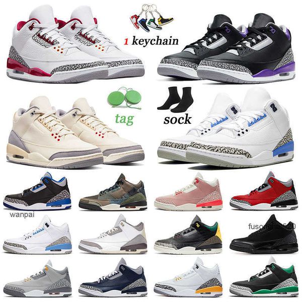 

jumpman 3 basketball shoes designer women men 3s sneakers muslin cardinal red pine green cour purple fragment georgetown unc s og designer s, Black
