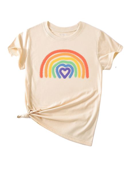 

lgbt rainbow striped round neck tee z7as#, White