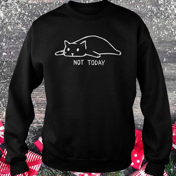 

men's hoodies & sweatshirts lazy cat not today lettering long sleeve print, Black