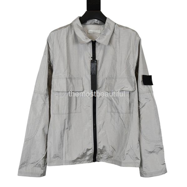 

men's jackets italian fashion brand spring and summer outdoor metal nylon shirt jacket sunscreen skin coat, Black;brown