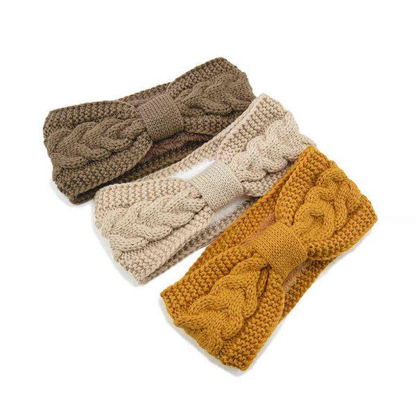 Зимние вязаные повязки для женщин теплые шерстяные вязание уха теплые вязание крючком лук турбан головные уборы для девочек доска волос аксессуары для волос AA220323