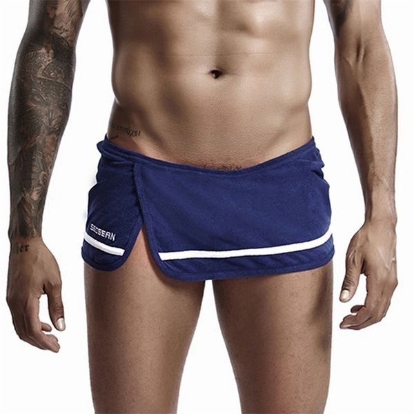 

men casual shorts bugle pouch boxer sports gym jogging training pants quick dry sleep bottoms beachwear plus size 220318, White;black