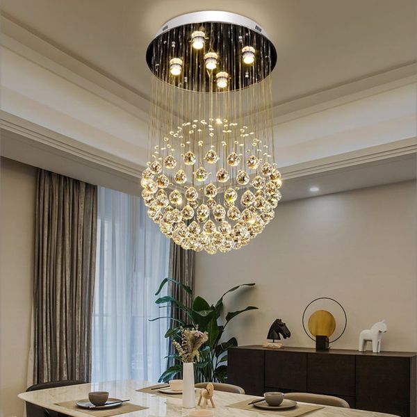 

circular lobby suspended crystal lamp villa duplex staircase dining ceiling lamp l project living room led lighting