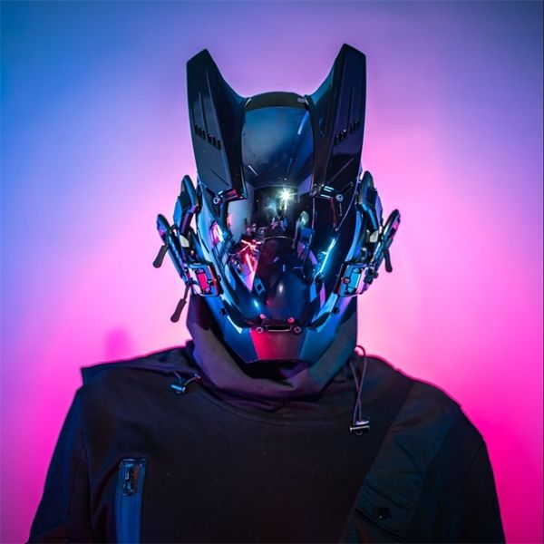 

project cyberpunk cosplay hellboy retaliation shinobi horns mask black samurai masks halloween party coolplay gift 220705