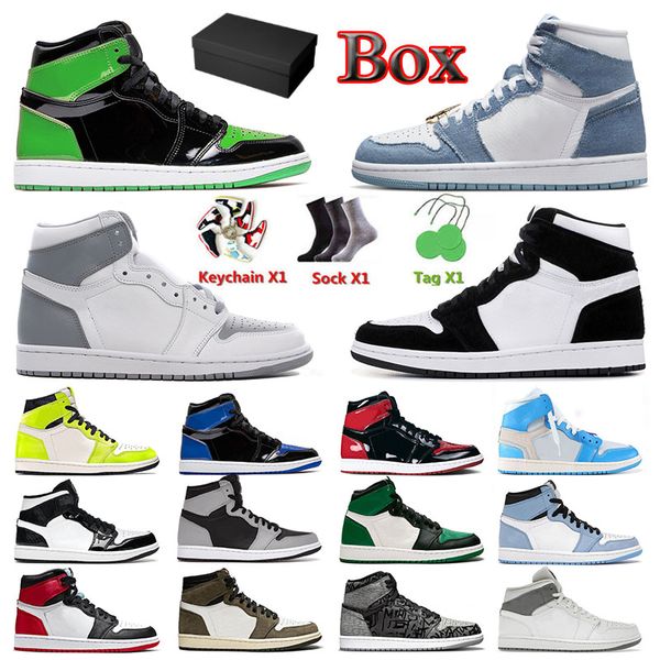 

new jumpman 1 1s mens womens designer basketball shoes denim stealth panda cactus jack fragment visionaire mid carbon fiber sneakers trainer