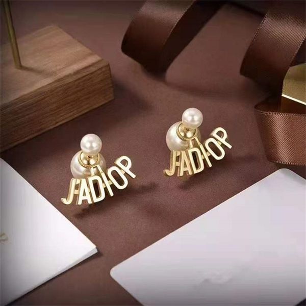 

shop 80% off clearance high-end version letter size pearl earrings female light luxury fashion earrings, Golden