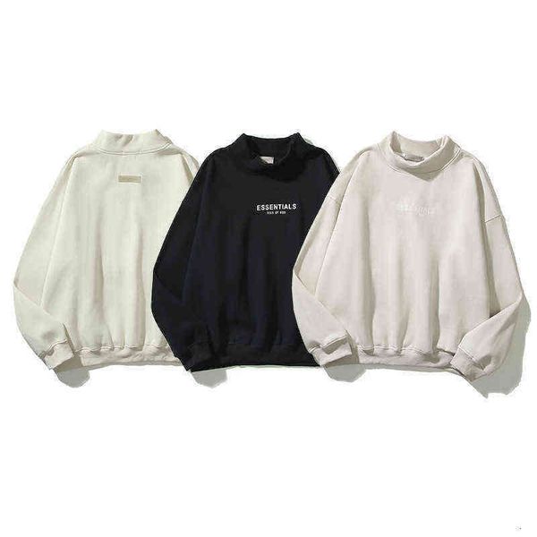 

winter hoodie essentials fog 22ss multi thread flocking casual round neck long sleeve sweater men women fashion attractive art vintage track, Black