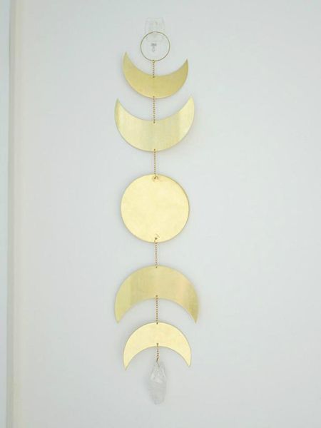 Anahtarlıklar Modern Pirinç Ay Aşamaları Kristal Duvar Asma Sanat | Güneş yakalayıcı