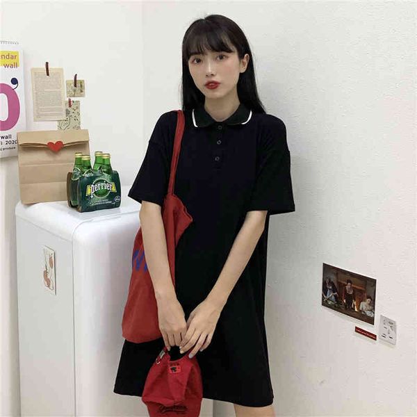 

cotton black solid 3 sizes simple casual fashion short sleeve turn down collar women polo shirts 210426, White