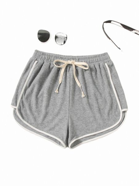 

contrast binding drawstring waist shorts o2xi#, White;black