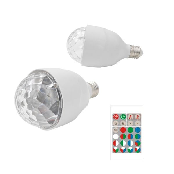 Ses etkin LED kristal dönen RGBW mini renkli ampul parti lambası aşama ışıkları IR ile Disko Işık