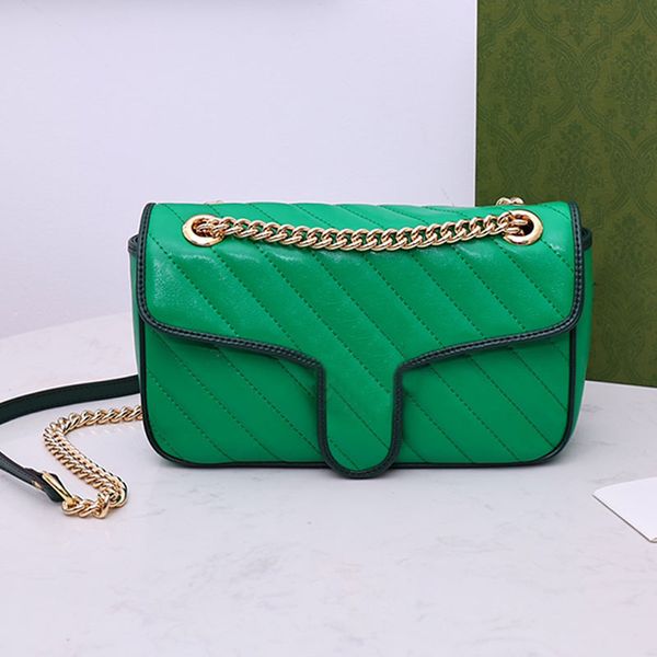 

green purse plain chain shoulder bag stripe hand bags cross body bag leather wallet letter custom matching hardware interior zipper pocket