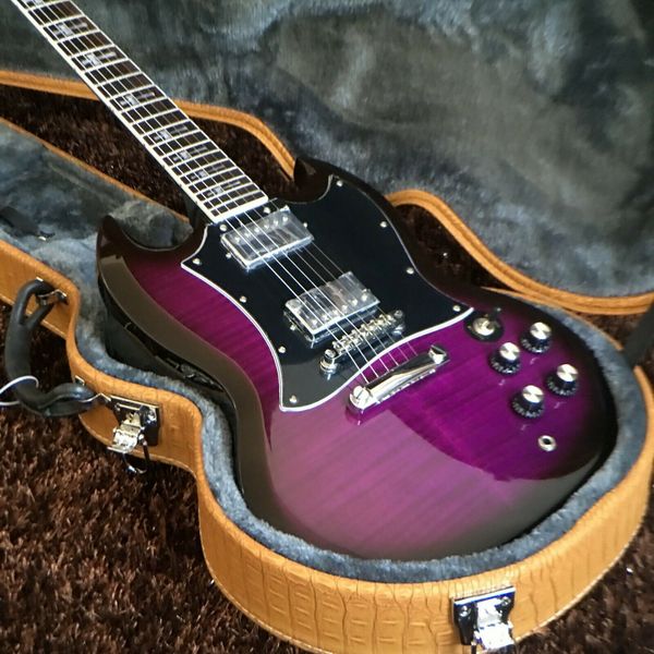 

guitar store standard quality purple tiger pattern electric guitar fast