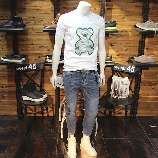 

new t-shirts for man bear print short sleeve slim fit 2022 summer fashion designer male tees youth couples same t shirt men's clothing, White;black